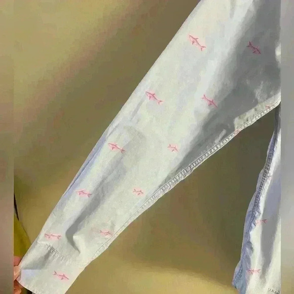 Bonobos tailored slim fit men button front shirt long sleeves shark print Large - Picture 3 of 7